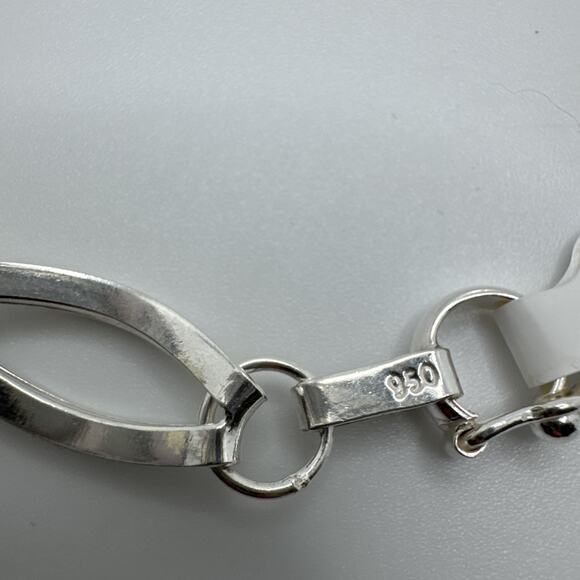 Designer Peruvian Sterling Silver 950 and 18K Gold Inlay Bracelet - 7.5” - Picture 7 of 8